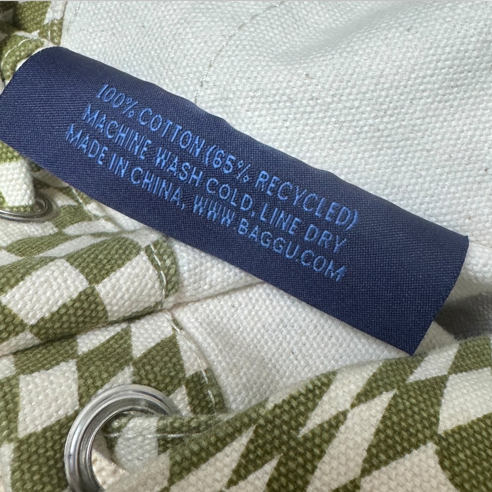 BAGGU Drawstring Canvas Backpack Trippy Checkerbo… - image 6